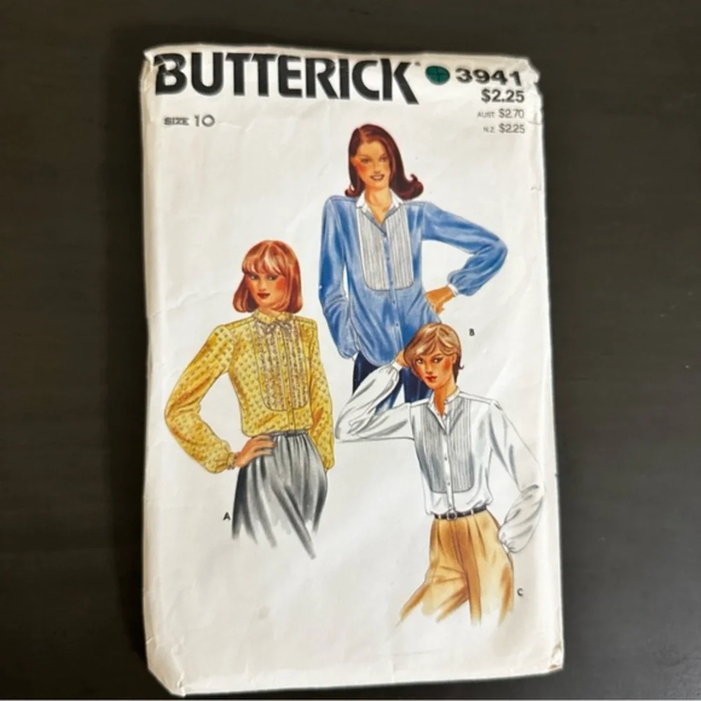 Vintage Sewing Pattern Butterick Blouse Shirt Size 10 Princess Diana 1980 80s